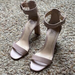 Vince Camuto Blush Nude Ankle Strap Block Heel Sandals